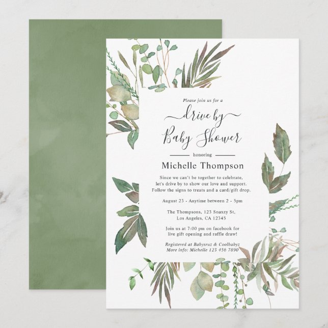 Invitación Vegetación acuática por novia o Baby Shower (Anverso / Reverso)