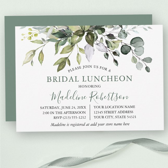 Invitación Vegetación acuática Sage Green Bridal Luncheon (Subido por el creador)