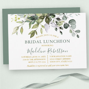 Invitación Vegetación acuática Sage Green Gold Bridal Lunch