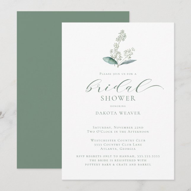 Invitación Vegetación acuática Sencilla Ducha Bridal (Anverso / Reverso)