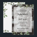 Invitación Vegetación acuática simple | Boda fotográfico<br><div class="desc">Estas encantadoras invitaciones a bodas fotográficas incluyen hojas de oliva verdes de color agua simples y tipografía de escritura de moda,  en un sobre que muestra su propia foto personal. Un aspecto fresco y elegante,  perfecto para un boda rústico,  minimalista o botánico al aire libre.</div>