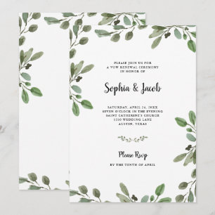 Invitación Vegetación acuática simple   Boda Vow Renewal