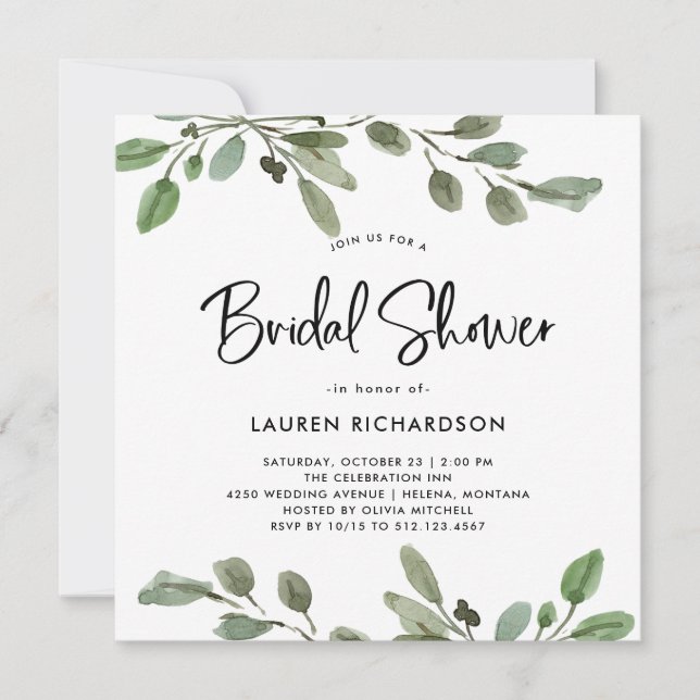 Invitación Vegetación acuática simple | Ducha de novia (Anverso)