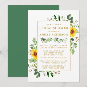 Invitación Vegetación acuática Sunflowers Bridal Shower Gold
