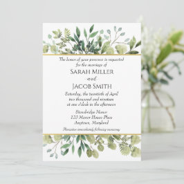Invitación Vegetación acuática y Boda botánico de oro