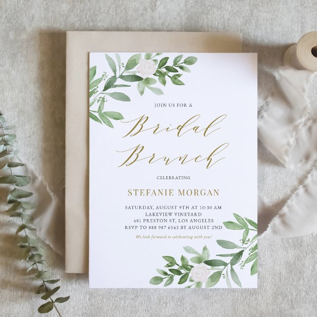 Invitación Vegetación acuática y brunch de novias con flores (Subido por el creador)