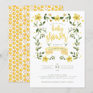 Invitación Vegetación amarilla Floral Bee acuarela