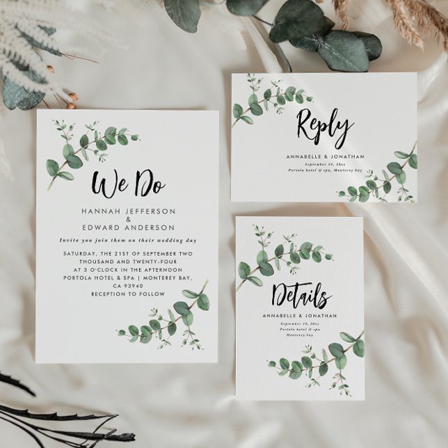 Invitación vegetación boda Eucalyptus botánico moderno (Subido por el creador)