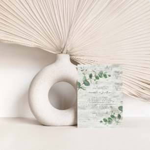 Invitación vegetación boda Eucalyptus madera botánica blanca