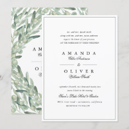 Invitación Vegetación Botánica de la Rama del Olivo Boda eleg