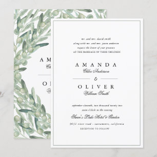 Invitación Vegetación Botánica de la Rama del Olivo Boda eleg