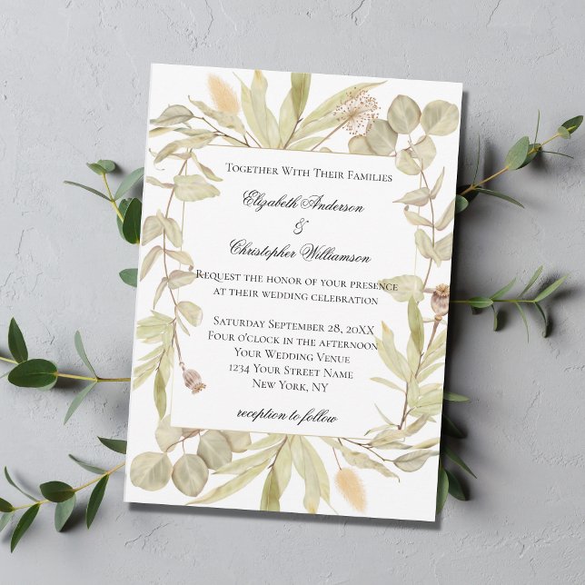 Invitación Vegetación Botánica Eucalyptus Boda Elegante (Subido por el creador)