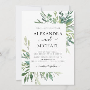 Invitación Vegetación Botánica Foliage Boda Invi