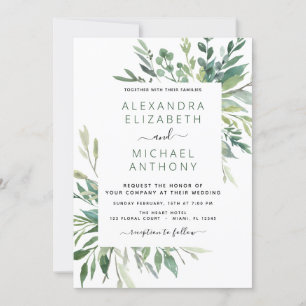 Invitación Vegetación Botánica Foliage Boda Invi