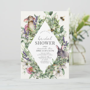 Invitación Vegetación Bunnies Primavera Bridal Ducha Invitaci