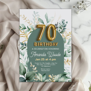 Invitación Vegetación clásica de oro 70 cumpleaños