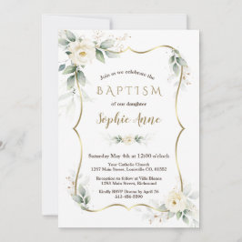 Invitación Vegetación con aire de oro Bautismo floral de marf