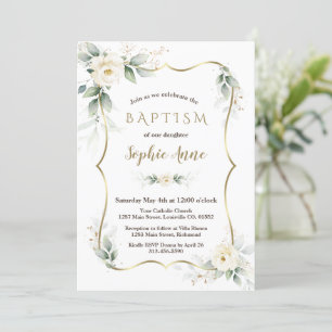 Invitación Vegetación con aire de oro Bautismo floral de marf