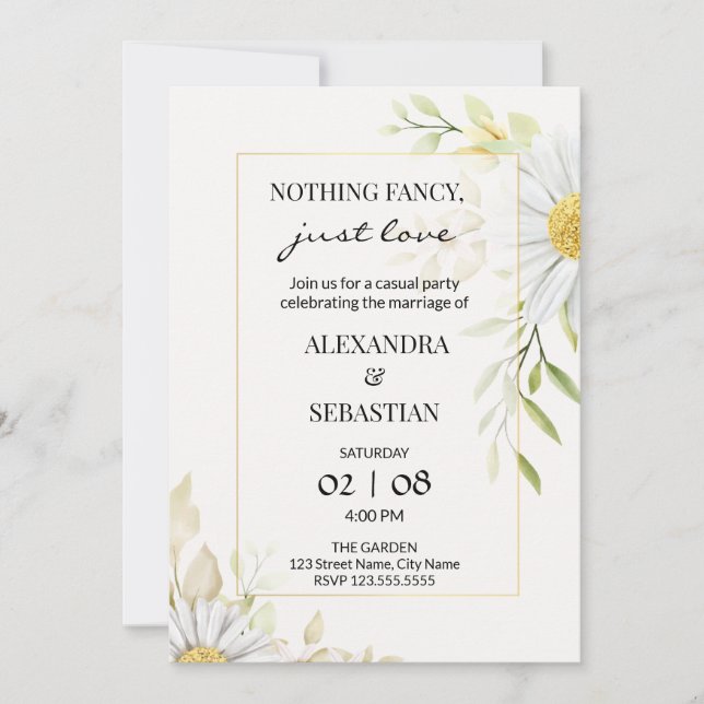 Invitación Vegetación Crisantemo Acogida de Boda (Anverso)