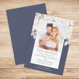 Invitación Vegetación de acuarela floral Guardar la fecha azu