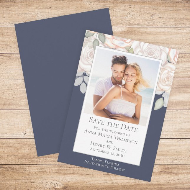 Invitación Vegetación de acuarela floral Guardar la fecha azu (Subido por el creador)