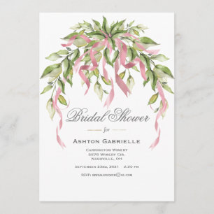 Invitación Vegetación de Cinta Rosa Elegante Ducha Bridal