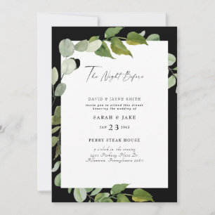 Invitación Vegetación de color de agua B/W La noche anterior