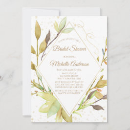 Invitación Vegetación de color de agua Leaf Gold Bridal Showe