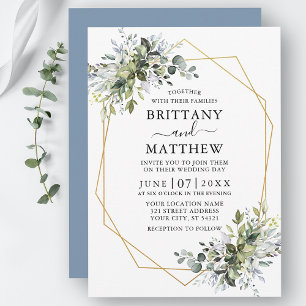 Invitación Vegetación de color de agua Marco geográfico Boda