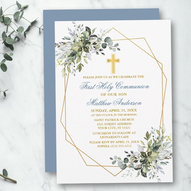 Invitación Vegetación de color de agua Marco geográfico Comun (Customize to change text color, size, style or to change color of back of card.)