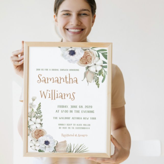 Invitación Vegetación de invierno Floral Algodón Pine Bridal  (Subido por el creador)