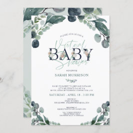 Invitación Vegetación de la Marina Azul de Baby Shower virtua