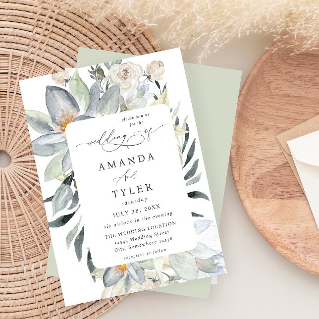 Invitación Vegetación de menta y floral blanca - Boda de ment (Subido por el creador)