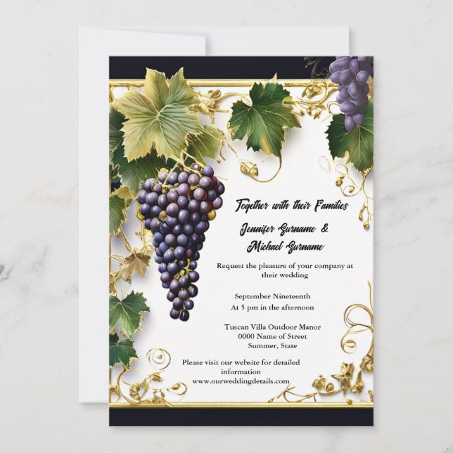 Invitación Vegetación de uva vitícola de la región toscana (Anverso)