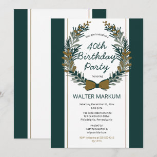 Invitación Vegetación de vacaciones Wreath 40 cumpleaños Fies