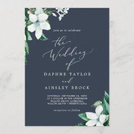 Invitación Vegetación de Woodland | Azul marino El Boda de