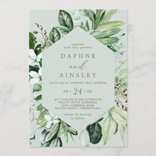 Invitación Vegetación de Woodland   Boda Casual de Mint Green