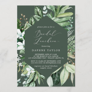 Invitación Vegetación de Woodland   Hunter Green Bridal Lunch