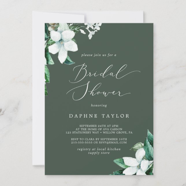 Invitación Vegetación de Woodland | Hunter Green Bridal Showe (Anverso)