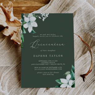 Invitación Vegetación de Woodland   Hunter Green Quinceañera