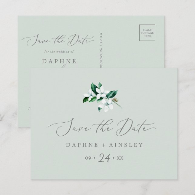 Invitación Vegetación de Woodland | Mint Guardar la postal de (Anverso / Reverso)