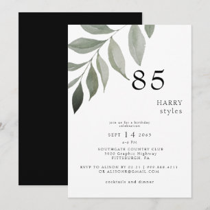 Invitación Vegetación en blanco y negro 85ª fiesta de cumplea