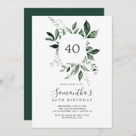 Invitación Vegetación Esmeralda 40 cumpleaños