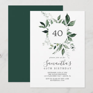 Invitación Vegetación Esmeralda 40 cumpleaños