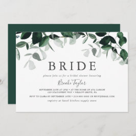 Invitación Vegetación Esmeralda Ducha Bridal Horizontal Bride