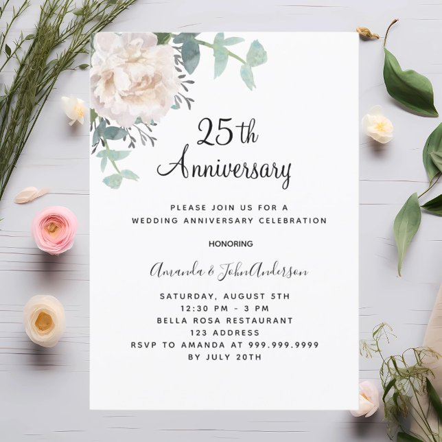 Invitación Vegetación floral 25º aniversario del boda (Subido por el creador)