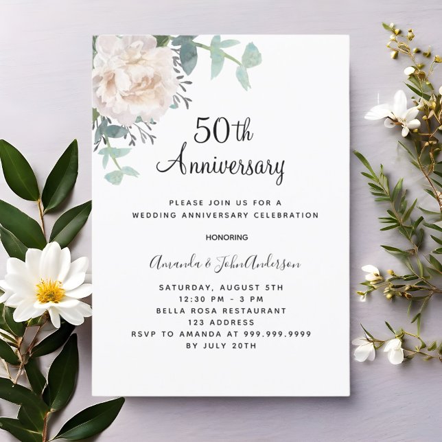 Invitación Vegetación floral 50 aniversario boda (Subido por el creador)