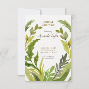Invitación Vegetación Floral Acuarela Elegante Ducha Bridal