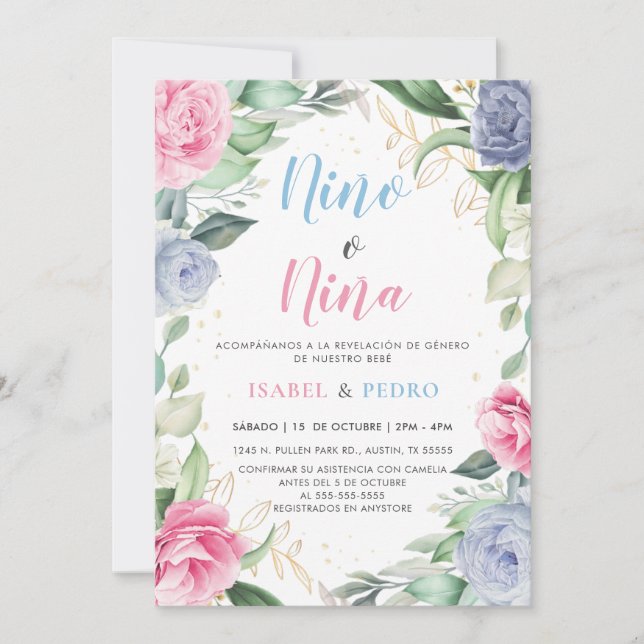 Invitación Vegetación floral acuarela Revelación española de  (Anverso)