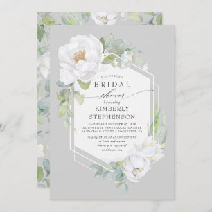 Invitación Vegetación floral blanca Moderna Ducha Bridal Eleg